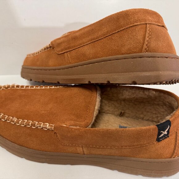 NWOT Eddie Bauer Faux Fur Lined Leather Mens Slippers - Medium - Picture 2 of 4